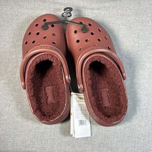 Crocs Classic Lined Clog M5 W7 Burgundy Fuzzy Shoes New With Tags